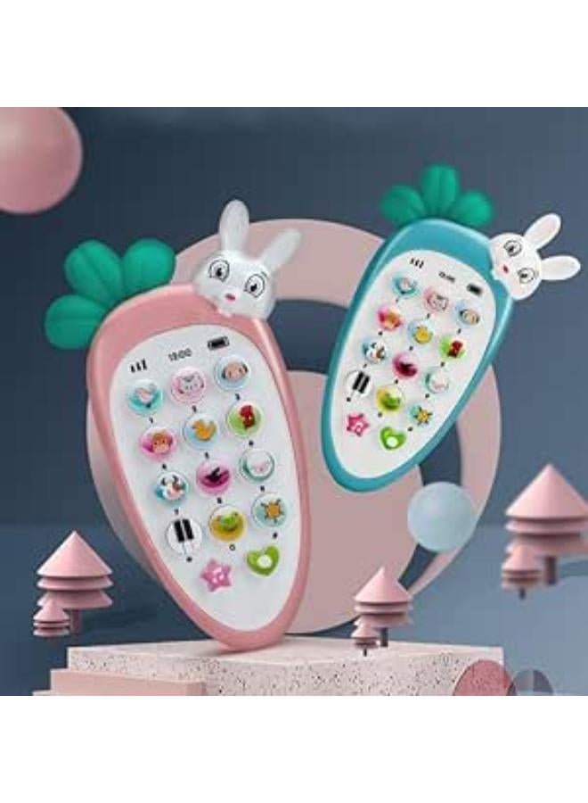 لعبة الهاتف المحمول الأرنب الذكي، للأطفال الصغار مع الموسيقى ونغمات الرنين والأضواء (متعددة الألوان)