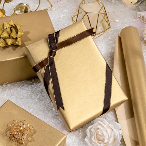 Yarcony Shimmer Gold Wrapping Paper Jumbo Roll Champagne Matte Wrapping Paper for Gifts Solid Color Pearlylustre Gift Wrap Paper for Wedding Birthday Baby Shower Christmas30 Inch X 33 Feet - Image 5
