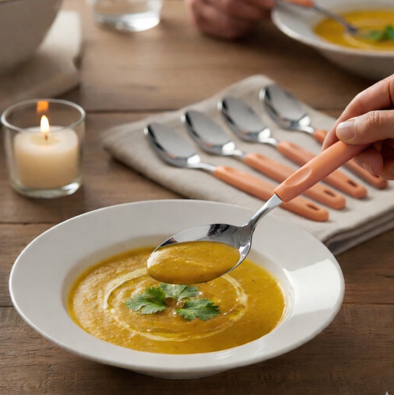 ديسينت ديسنت تيبل سبون سِت أوف 6 | ستينلس ستيل سمول تي سبونز | إيرغونومِك هاندل | ميرر فينيش | دزرت سبونز فور هوم، كيتشن، ريستورانت، ديش واشر سيف - Image 5