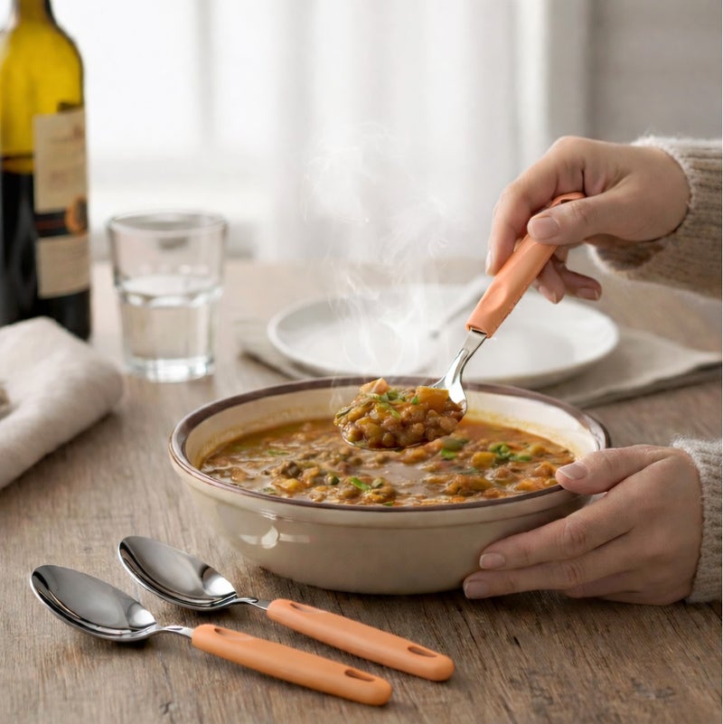 ديسينت ديسنت تيبل سبون سِت أوف 6 | ستينلس ستيل سمول تي سبونز | إيرغونومِك هاندل | ميرر فينيش | دزرت سبونز فور هوم، كيتشن، ريستورانت، ديش واشر سيف - Image 4