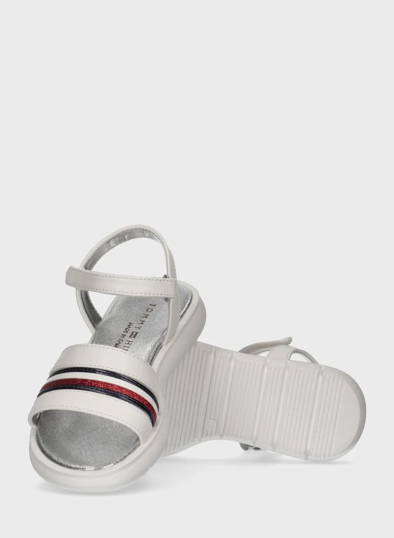 TOMMY HILFIGER Kids Striped Velcro Sandals