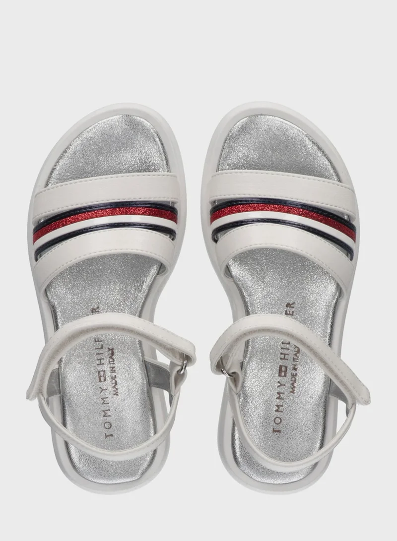 TOMMY HILFIGER Kids Striped Velcro Sandals