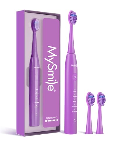MySmile DY156 Electric Toothbrush for Adults Rechargeable Sonic Battery Toothbrush Portable with 3 Brush Heads 2 Mins 5 Modes Smart Timer 45000VPM One Charge for 60 Days Purple - Image 1
