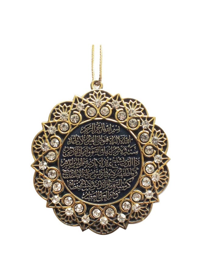 Modefa مرآة سيارة خلفية مزدوجة الجوانب على شكل نجمة آية الكرسي و دعاء النذر (ذهبي/أبيض) 7 سم (2.75 بوصة) - Image 1