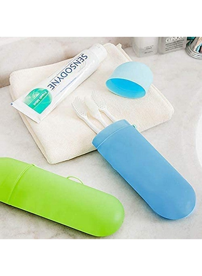 PUTHAK Toothbrush Paste Holder Case Covered Travel Camping Bathroom Cup Box Tooth Mug Pack of 2, Plastic - Image 2