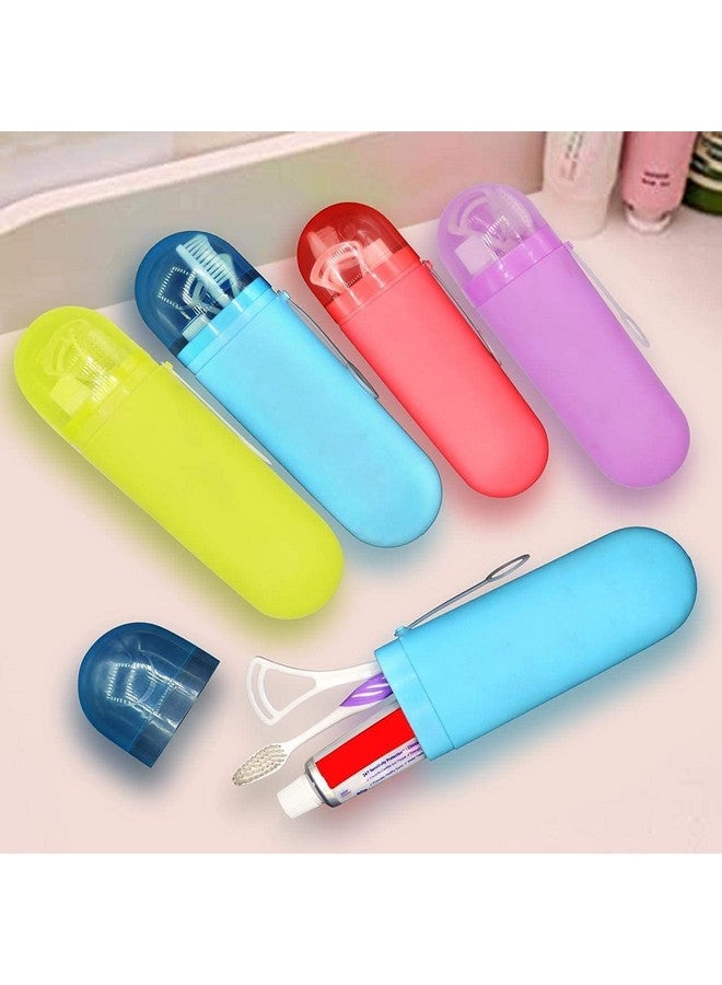 PUTHAK Toothbrush Paste Holder Case Covered Travel Camping Bathroom Cup Box Tooth Mug Pack of 2, Plastic - Image 1