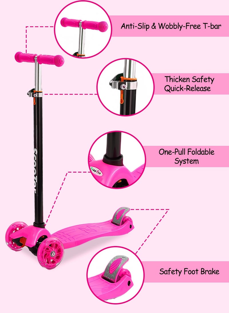 MaBaby Kids Kick Scooter, with Flashing Light Wheels and 3 Height Adjustable Handle, 3-Wheel Kids Scooter for 7+ Years Teens Boys and Girls - Image 2