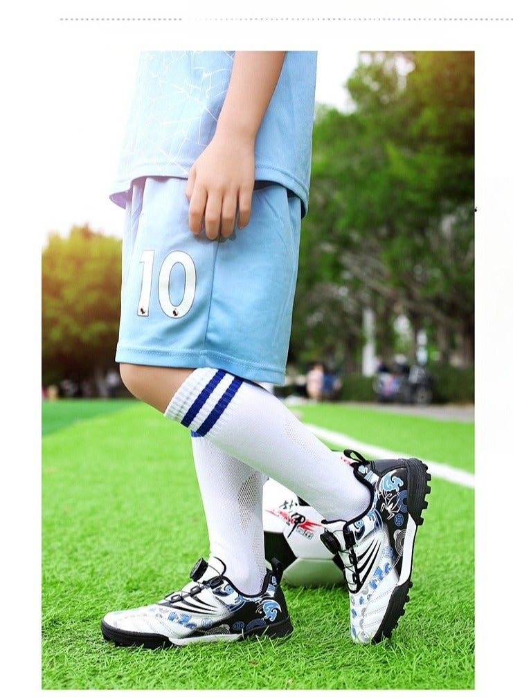 SKT Shiketro Kids Soccer Shoes with Rotating Cleats for Boys and Girls with Long Spikes Students Boys and Girls Artificial Turf Training Competition Sneakers  - Image 2