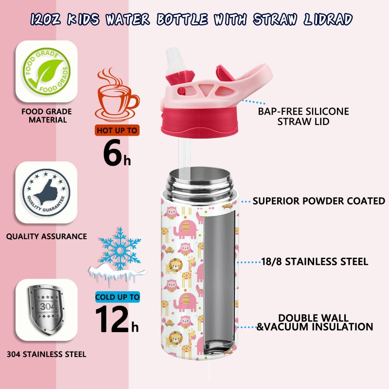 XccMe Kids Sublimation Tumbler,12oz Sublimation Water Bottle Blanks,Straight Stainless Steel Todder Sippy Cup,Double Wall Insulated Sippy Tumbler with Handle,Shrink Films,Leak Proof (Yellow) - Image 3