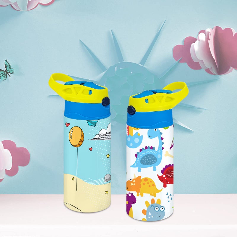 XccMe Kids Sublimation Tumbler,12oz Sublimation Water Bottle Blanks,Straight Stainless Steel Todder Sippy Cup,Double Wall Insulated Sippy Tumbler with Handle,Shrink Films,Leak Proof (Yellow) - Image 2