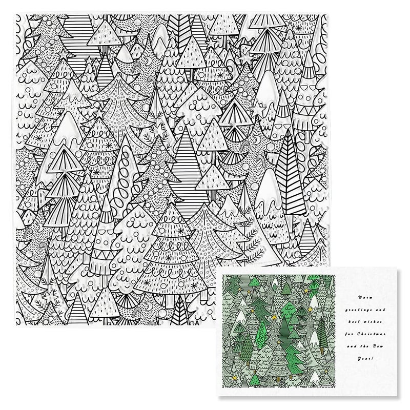 Christmas Trees Background Clear Stamps for Card Making and Photo Album Decorations Comic Pine Forest Rubber Stamps Xmas Trees Transparent Stamp Seal for DIY Scrapbooking