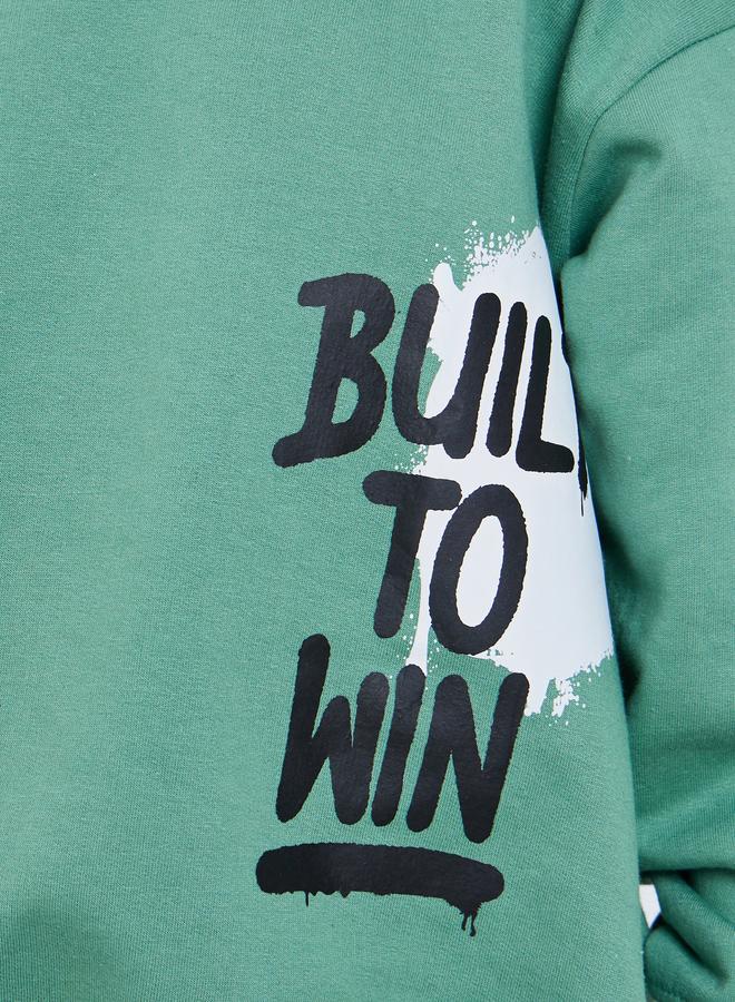 Styli Boys Green Graphic Print Cotton Hoodie - Image 4