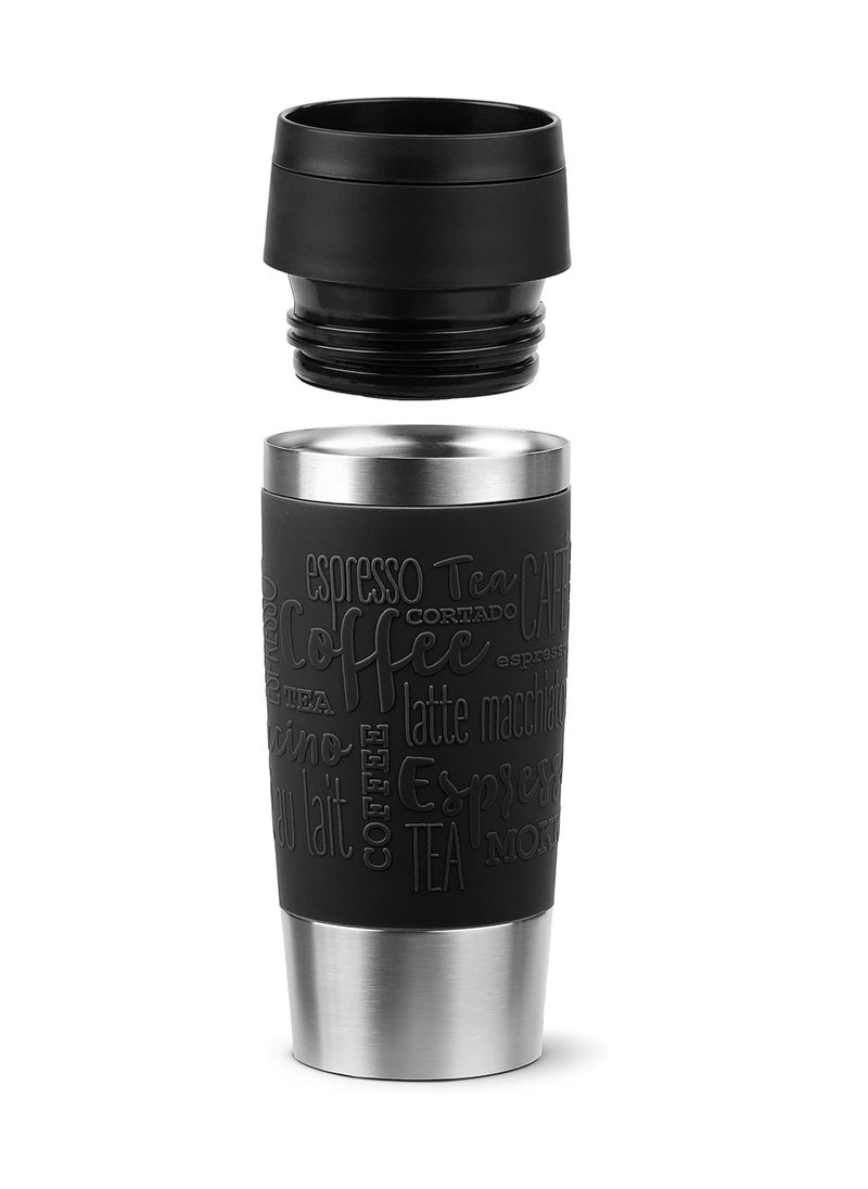 emsa - Emsa N20202 Travel Mug Classic Insulated Mug 0.36 Liters Comfort Screw Cap Stainless Steel 4 Hours Hot and 8 Hours Cold 100% Leak-Proof Dishwasher Safe 360° Drinking Opening Black - Image 1