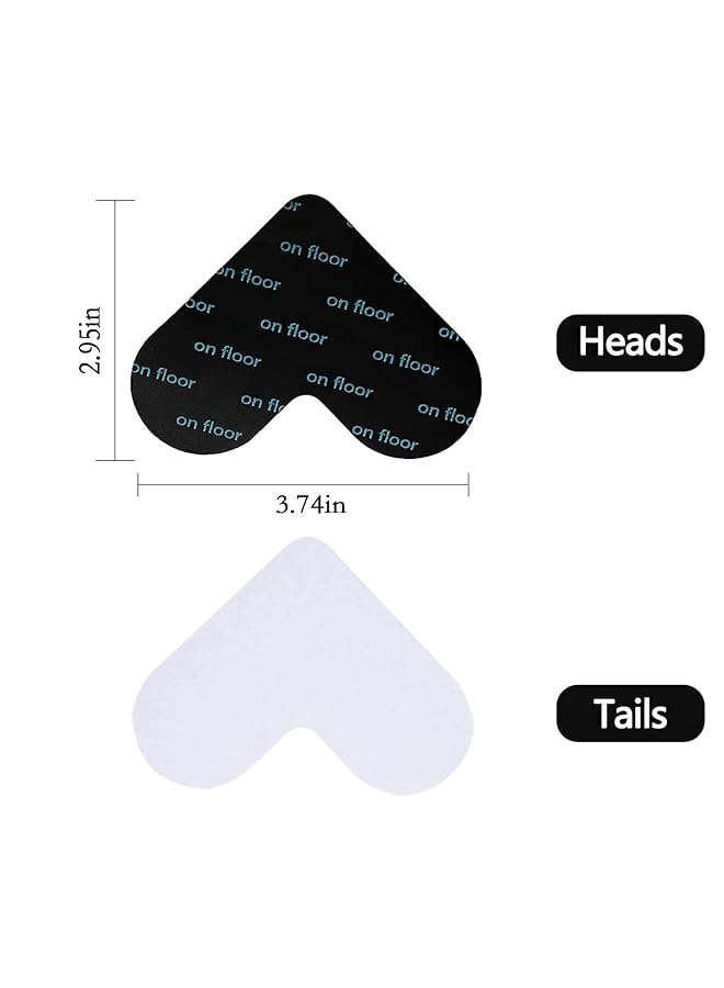 إيروريكس 8 قطع من مشابك السجاد تمنع تجعيد السجاد مع سجاد مزدوج الجوانب غير قابل للانزلاق وقابل للغسل وشريط سجاد قابل لإعادة الاستخدام ومقابض جانبية للزوايا للأرضيات الخشبية والبلاط على شكل قلب - Image 2