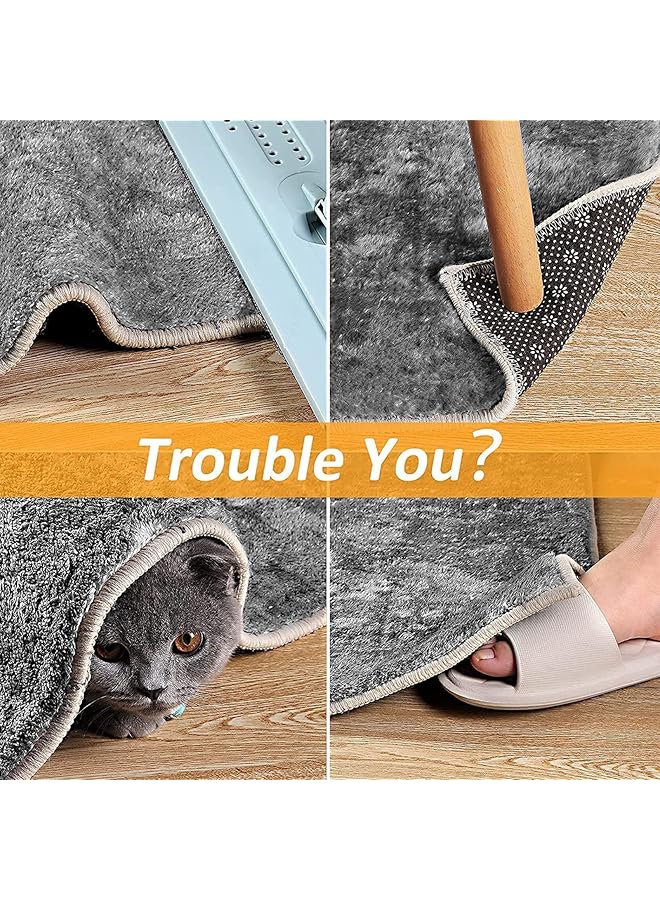 إيروريكس 8 قطع من مشابك السجاد تمنع تجعيد السجاد مع سجاد مزدوج الجوانب غير قابل للانزلاق وقابل للغسل وشريط سجاد قابل لإعادة الاستخدام ومقابض جانبية للزوايا للأرضيات الخشبية والبلاط على شكل قلب - Image 5