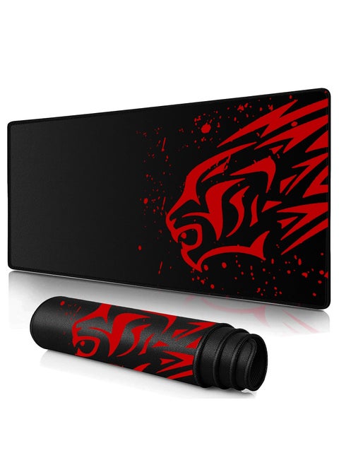 Extended Gaming Mouse Pad 700x300mm – Non-Slip Rubber Base, Smooth Cloth Surface, Red Leopard Design – Perfect for Desks, Keyboards, and Office Use