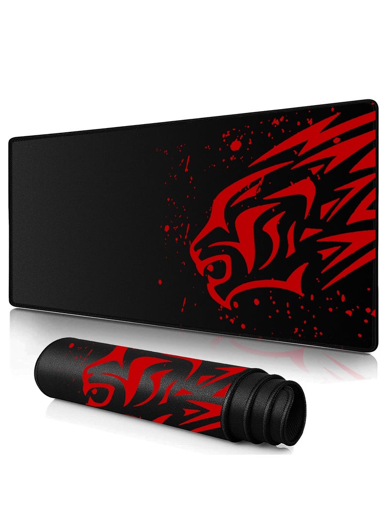 TYCTIX Extended Gaming Mouse Pad 700x300mm – Non-Slip Rubber Base, Smooth Cloth Surface, Red Leopard Design – Perfect for Desks, Keyboards, and Office Use  - Image 1