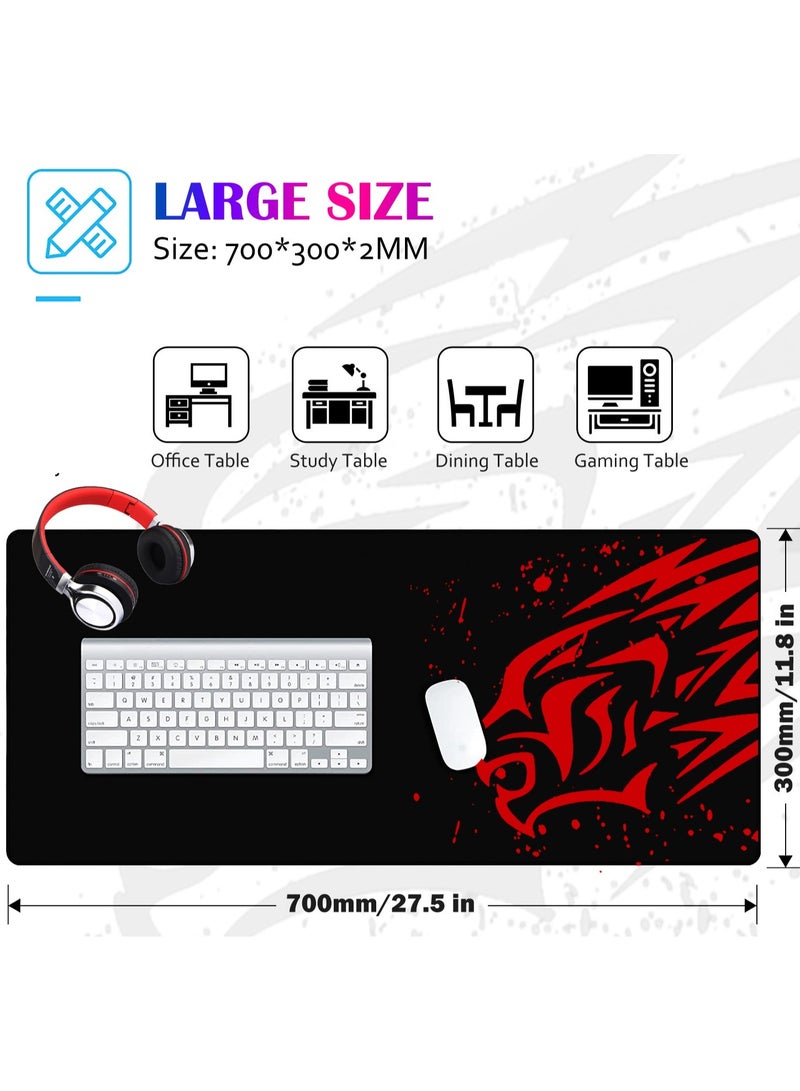 TYCTIX Extended Gaming Mouse Pad 700x300mm – Non-Slip Rubber Base, Smooth Cloth Surface, Red Leopard Design – Perfect for Desks, Keyboards, and Office Use  - Image 2