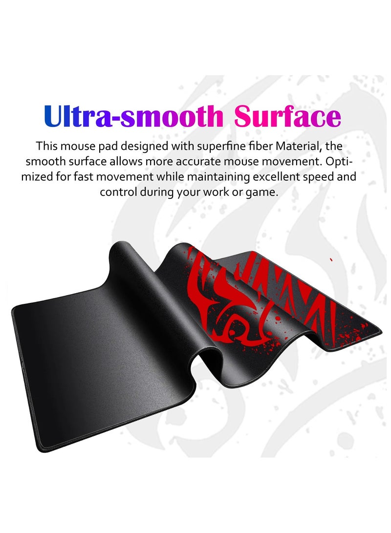 TYCTIX Extended Gaming Mouse Pad 700x300mm – Non-Slip Rubber Base, Smooth Cloth Surface, Red Leopard Design – Perfect for Desks, Keyboards, and Office Use  - Image 3