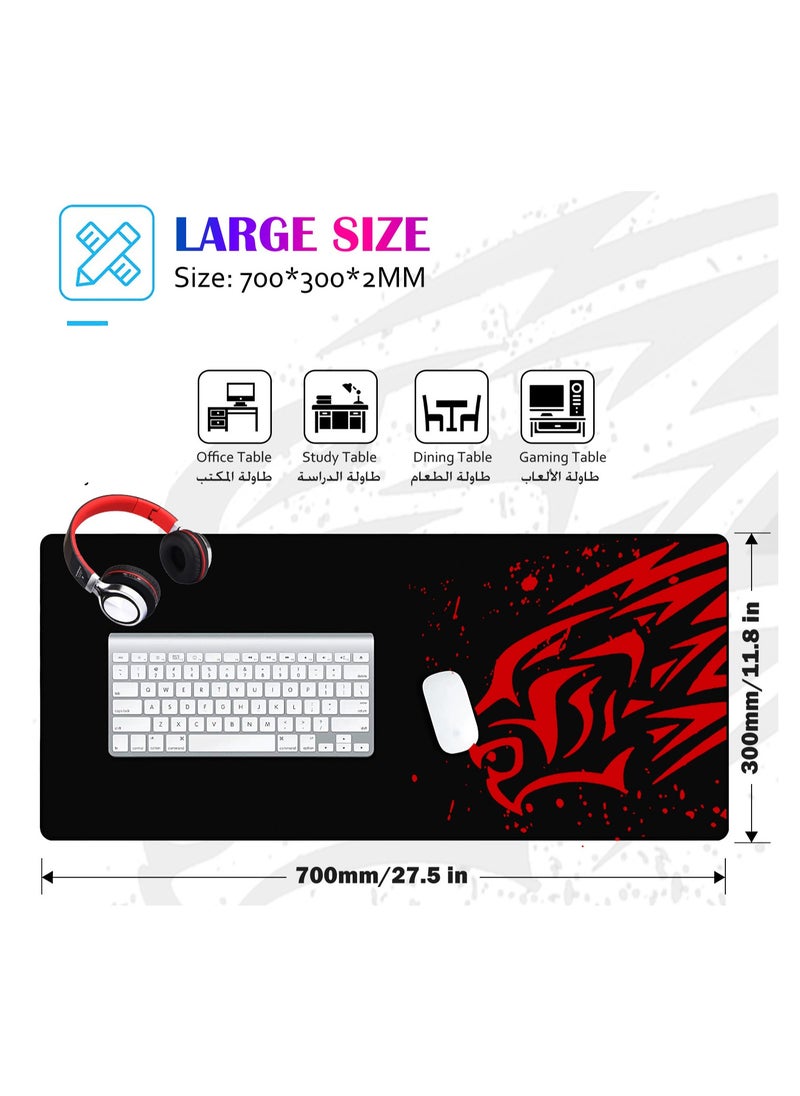 TYCTIX Extended Gaming Mouse Pad 700x300mm – Non-Slip Rubber Base, Smooth Cloth Surface, Red Leopard Design – Perfect for Desks, Keyboards, and Office Use  - Image 2