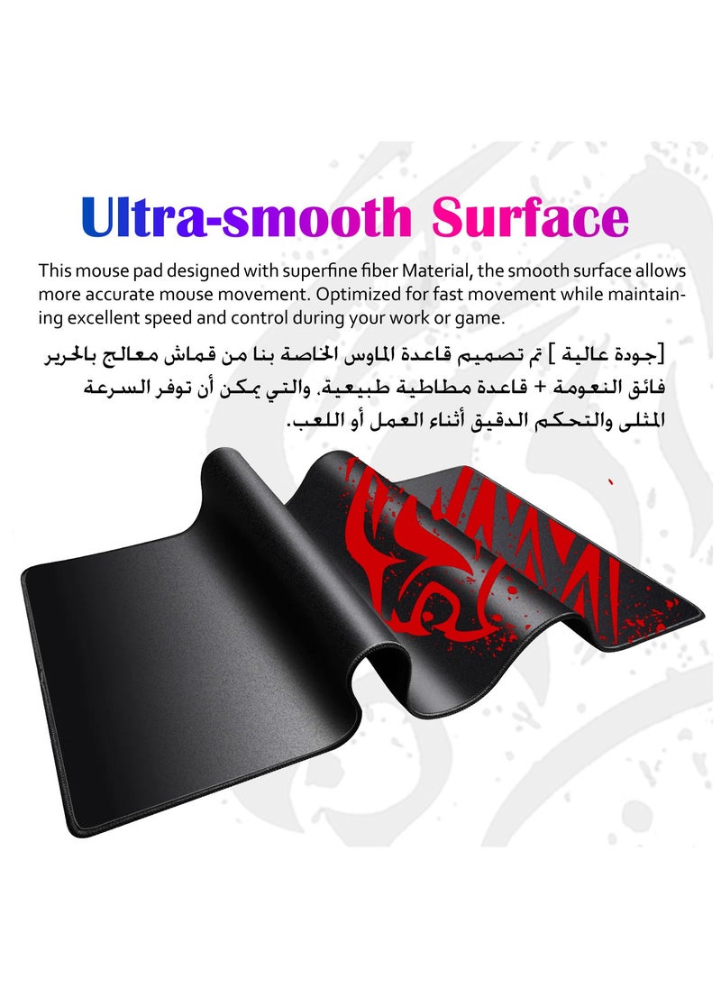 TYCTIX Extended Gaming Mouse Pad 700x300mm – Non-Slip Rubber Base, Smooth Cloth Surface, Red Leopard Design – Perfect for Desks, Keyboards, and Office Use  - Image 4