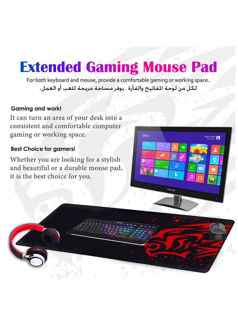 TYCTIX Extended Gaming Mouse Pad 700x300mm – Non-Slip Rubber Base, Smooth Cloth Surface, Red Leopard Design – Perfect for Desks, Keyboards, and Office Use  - Image 5