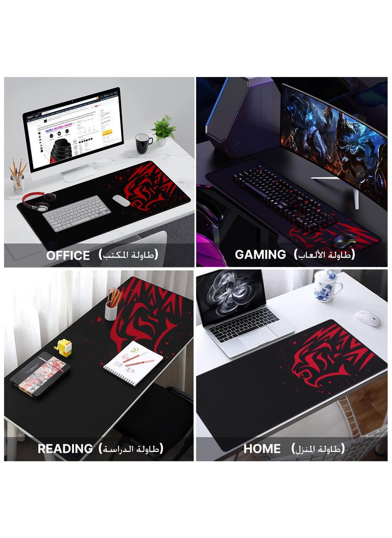 Extended Gaming Mouse Pad 700x300mm – Non-Slip Rubber Base, Smooth Cloth Surface, Red Leopard Design – Perfect for Desks, Keyboards, and Office Use