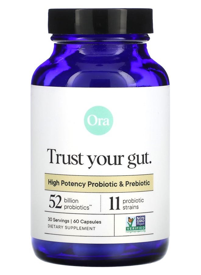 ORA - Trust Your Gut High Potency Probiotic & Prebiotic 60 Capsules - Image 1