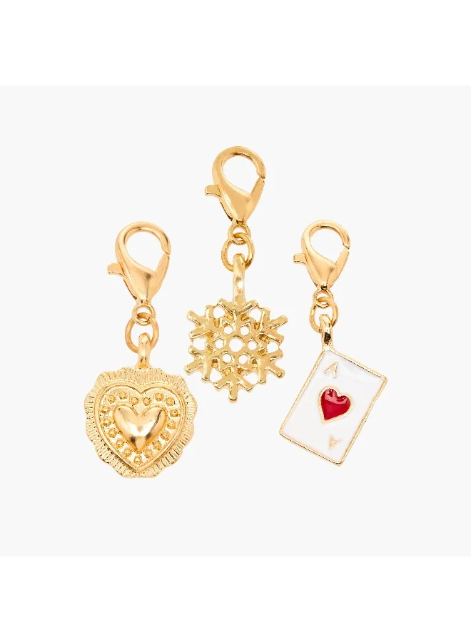 LIFESTYLE Set of 3 - Gold Tone Charm with Lobster Clasp
