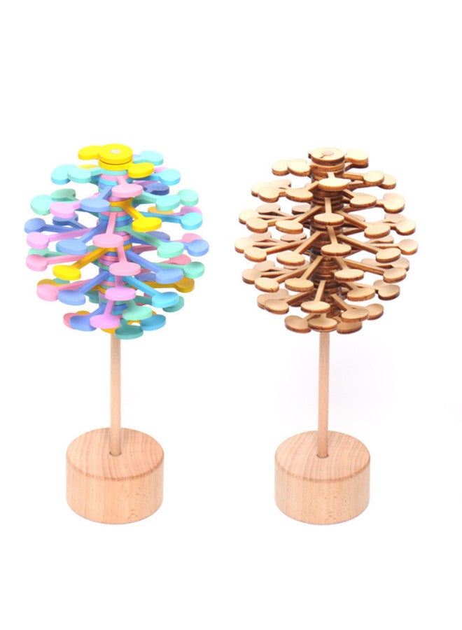 Children's Educational Wooden Toy Rotating Lollipop Fisher Series Strange Office Model Decompression Rod-Color:Macaroon Disc - Image 2