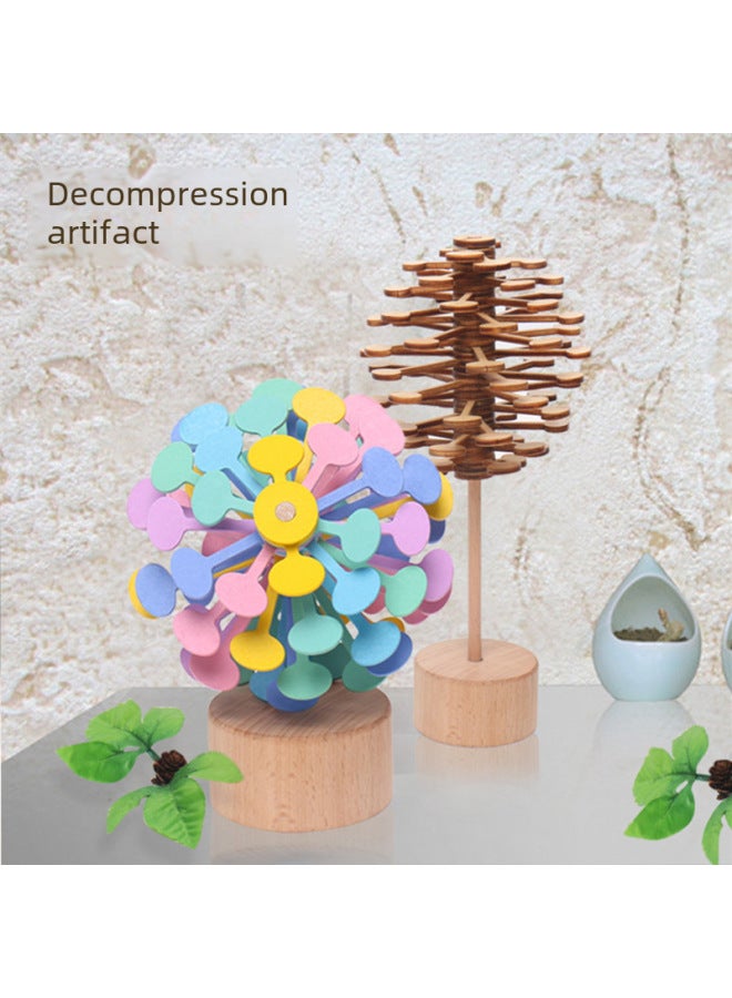 Children's Educational Wooden Toy Rotating Lollipop Fisher Series Strange Office Model Decompression Rod-Color:Macaroon Disc - Image 4