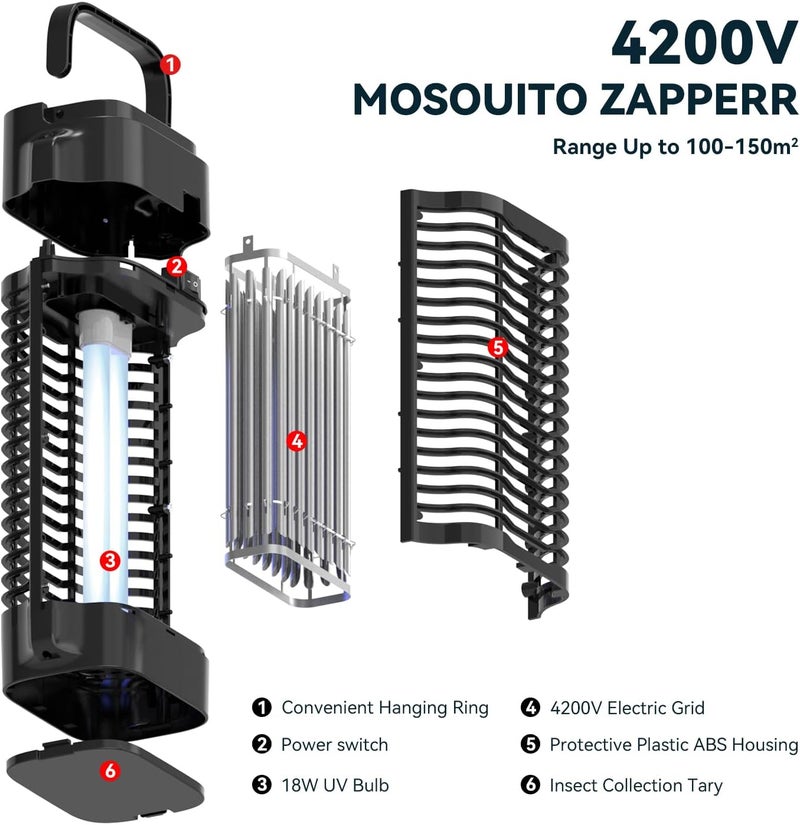 AccEncyc 4200V High Power Effective Mosquito Killer Lamp for Indoor and Outdoor Use for Water Resistant Moth Repellent Mosquito Lamp - Image 3