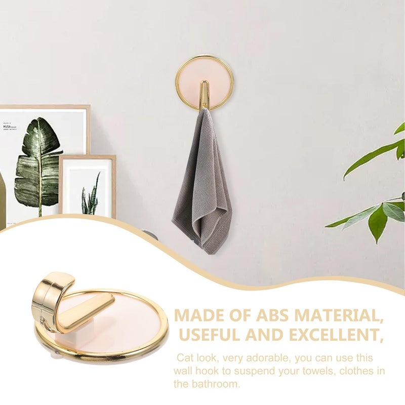 White Round Self Adhesive Hooks 4Pcs Wall Hanging Towel Storage Hangers For Kitchen Bathroom - Image 5
