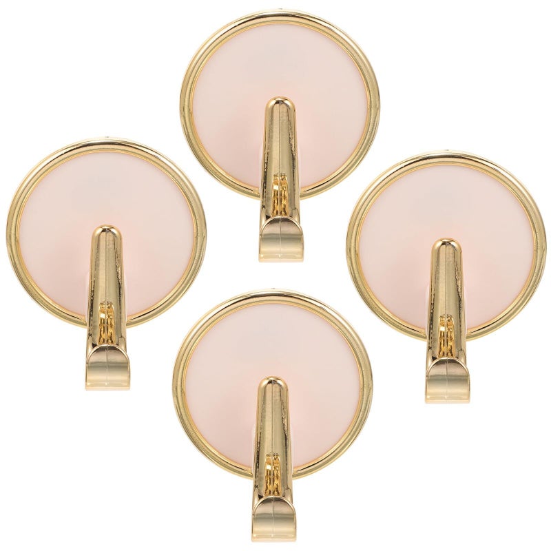 White Round Self Adhesive Hooks 4Pcs Wall Hanging Towel Storage Hangers For Kitchen Bathroom - Image 2