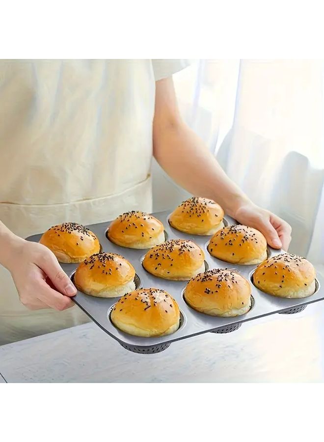 1pc Non Stick Egg Yolk Bread Baking Mold 9 Cavity Pan Easy Release Oven Safe Up To 350c For Cakes Burgers Meat Patties Pastries Home And Professional Kitchen Bakeware Durable Metal Easy Clean - Image 5