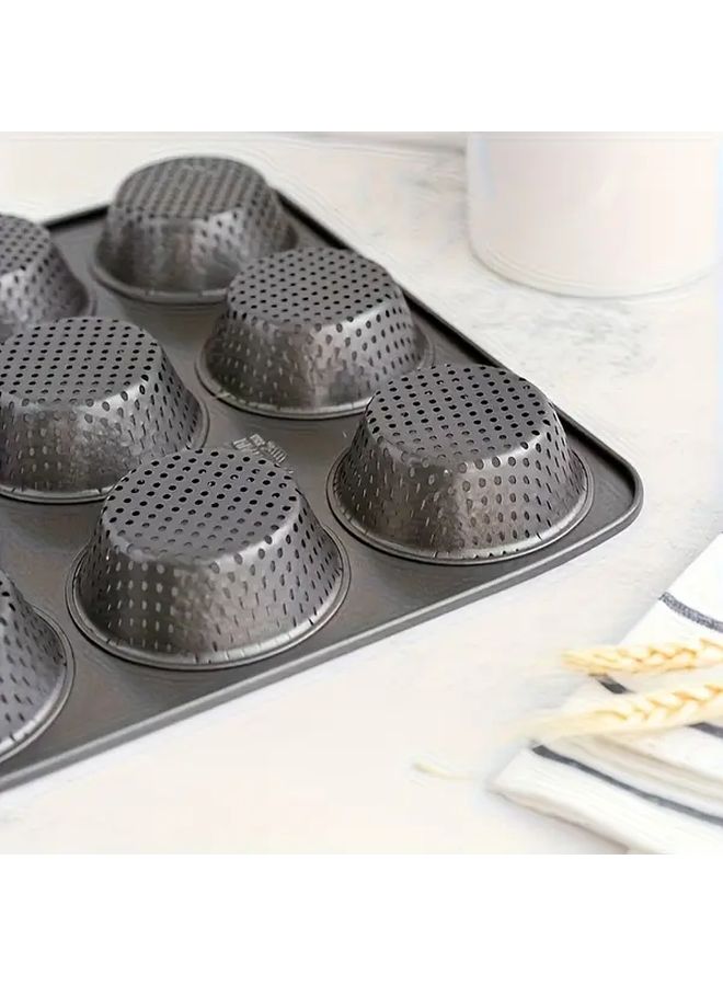 1pc Non Stick Egg Yolk Bread Baking Mold 9 Cavity Pan Easy Release Oven Safe Up To 350c For Cakes Burgers Meat Patties Pastries Home And Professional Kitchen Bakeware Durable Metal Easy Clean - Image 4