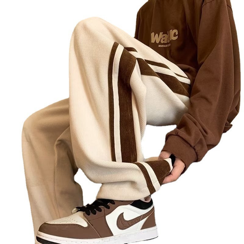Trendy Corduroy Velour Lined Mens Casual Pants Apricot (regular)  - Image 2