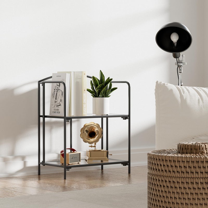Crofy No Assembly Folding Bookshelf for Living Room, 2 Tier Black Collapsible Book Shelf for Home Office, Portable Bookcase Storage Organizer - Image 2