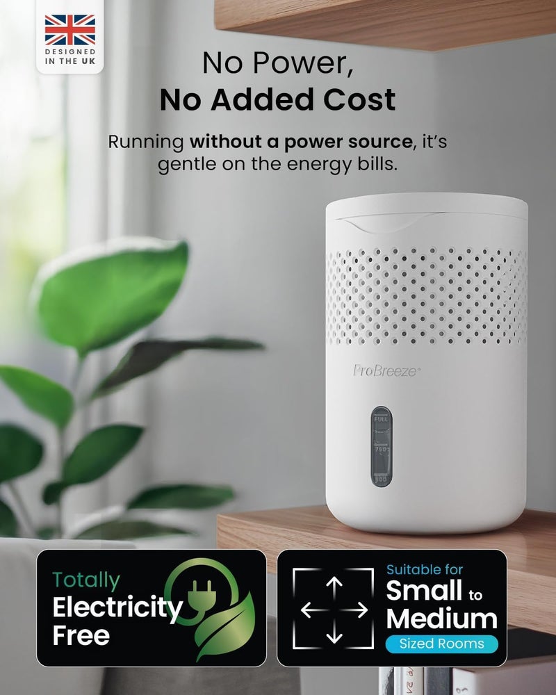 Pro Breeze Osmo® Dehumidifier - Silent & Refillable Moisture Absorber for Damp & Condensation at Home, Bedroom, Wardrobe, Car - Bathroom Mould Remover with 700g Refillable Tablet - No Power Required - Image 3