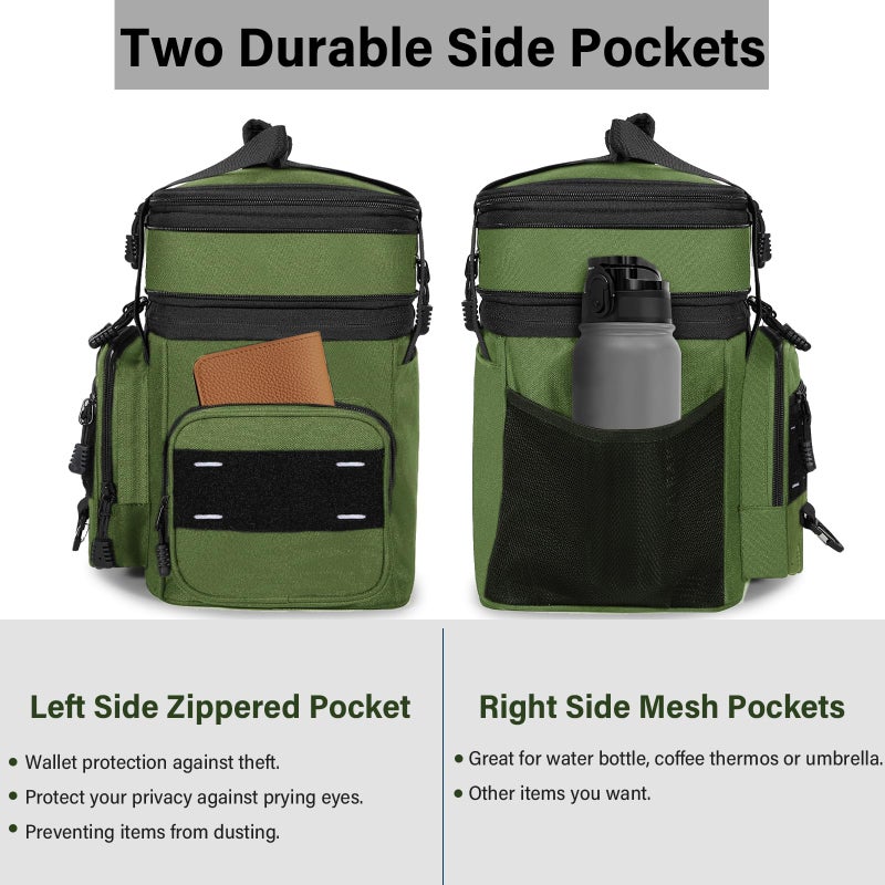 TENKIST Expandable Tactical Lunch Box, Large Insulated Lunch Cooler Bag Heavy Duty Leakproof Lunch Pail for Men Adults Work Office Outdoor Picnic Trips,16L,Army Green - Image 2