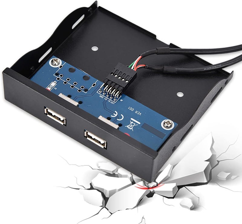 Socobeta USB 2.0 Front Panel 3.5 Inch Floppy Bay 9 Pin to 2 USB 2.0 HUB Parallel Interface Part Number: Socobetagxvy0ked5o Compatible with Desktop Computer Laptop macOS Linux - Image 2
