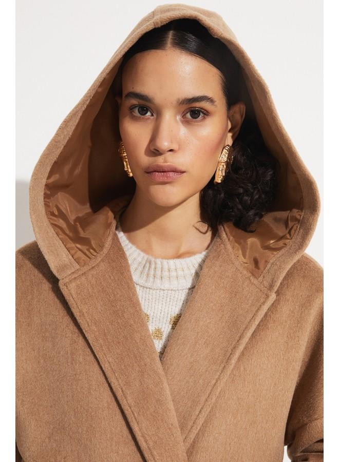 June Hooded Detailed Coat Tan - Image 3