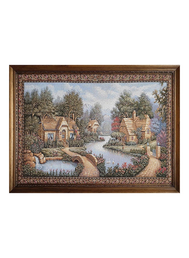 Joplan Canvas Of A Duck Lake Landscape With Copper Wood Frame - 74 X 110Cm 