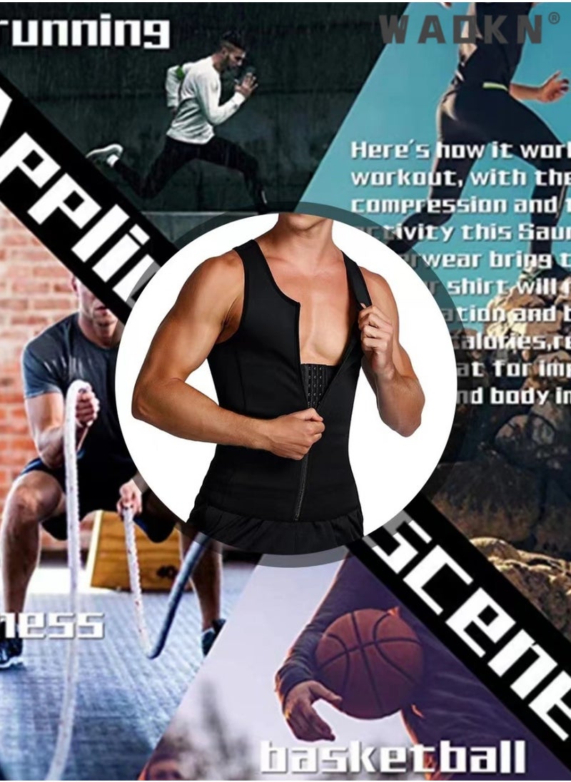 WAOKN Men's Compression Shirt Undershirt Slimming Body Shaper Athletic Workout Shirts Tank Top Sport Vest with Zipper，Slimming Body Shaper Compression Shirt Tank top with Zipper Underwear for Tummy Control  - Image 4