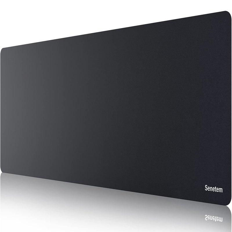 Senetem XL Large Mouse Pad, Thin Gaming Mousepad, Extended Mouse Mat, Non-Slip Rubber Base Keyboard Pad, Big & Long Computer Mat for Desk, Black, XL, 31.5x11.8 in - Image 1