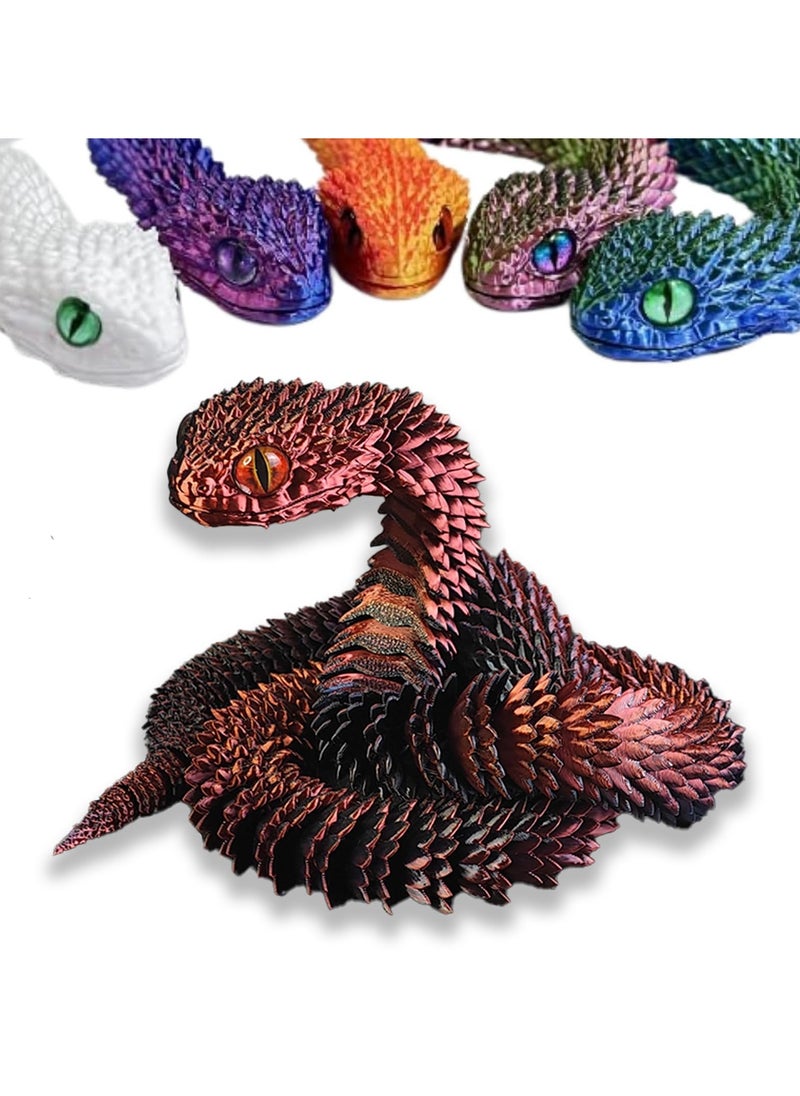 60cm 3D Printed Animals-Snake Viper - 3D Printed Snake, Stress Relief Toy, Perfect for Home and Office Decor, Ideal for Collectors and Fidget Enthusiasts  - Image 1