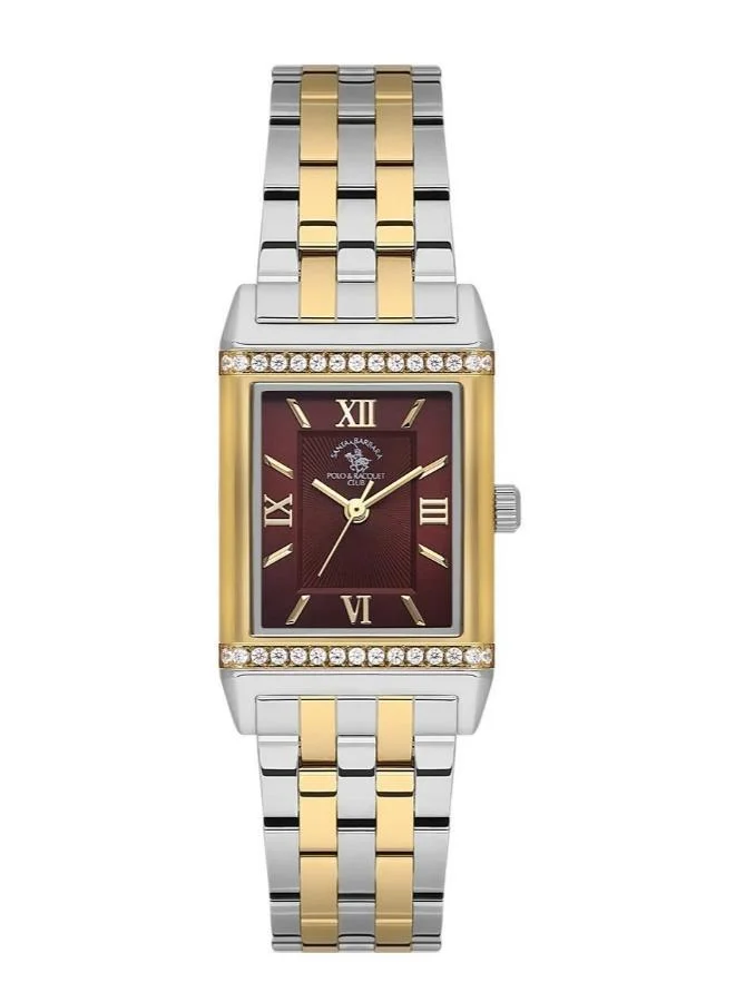 SANTA BARBARA POLO & RACQUET CLUB Santa Barbara Polo & Racquet Club - Unique Women's Watch | Stainless Steel Band with Steel Case | Analog | Rectangular Dial | Mineral Glass | Japanese Quartz | Water Resistance 50 Meters
