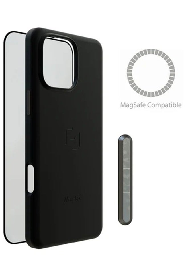 MagBak Classic Case for iPhone 16 Pro with 3D screen Protector | Magstick to Mount Anywhere 