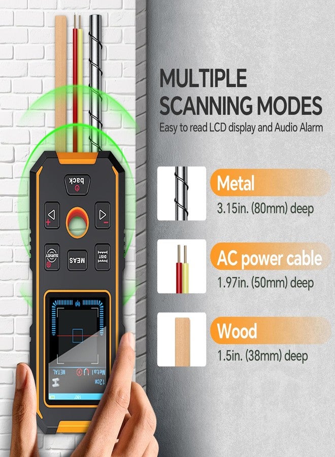 SHGMEET Stud Finder Wall Scanner & Laser Distance Meter & Digital Level, 3 in 1 Rechargeable Multifunctional Stud Detector with Upgraded Sensor, HD LCD Display and Voice, Laser Distance Measuring Tool - Image 2