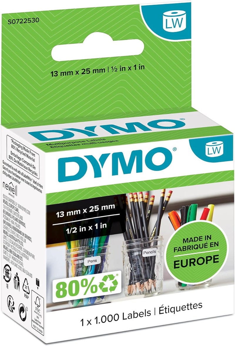 Dymo Original LabelWriter Multi-Purpose Labels (Small), 13 mm x 25 mm, Roll of 1,000 Easy Peel Labels, Self-Adhesive, for LabelWriter Label Printers and Labelling Device - Image 2